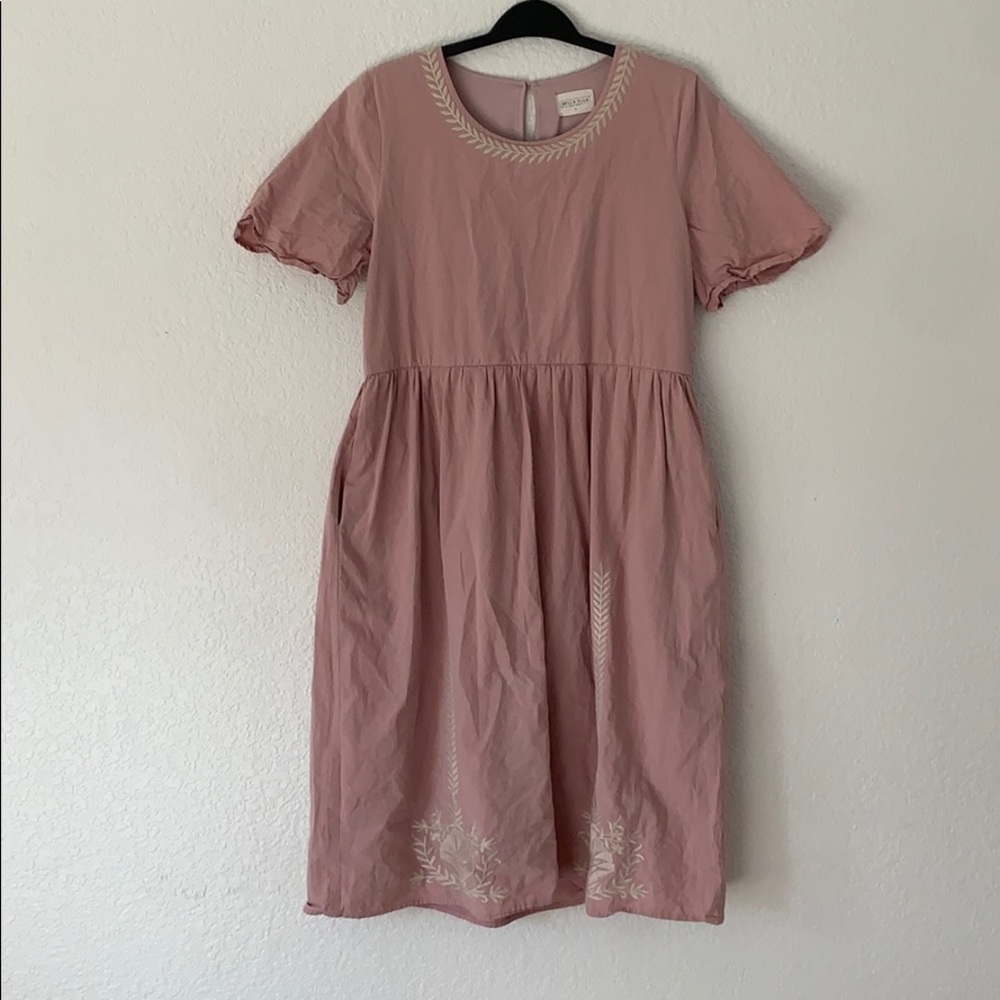 blush pink midi dress